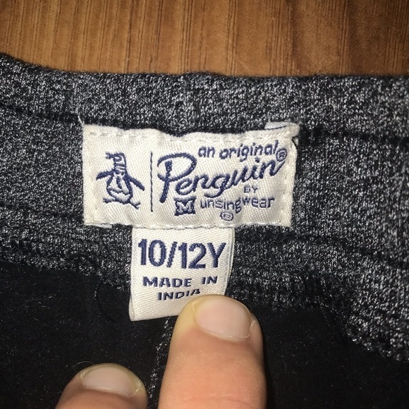 Kid's Original Penguin Grey Sweatpants Jogger Pants - Picture 4 of 12